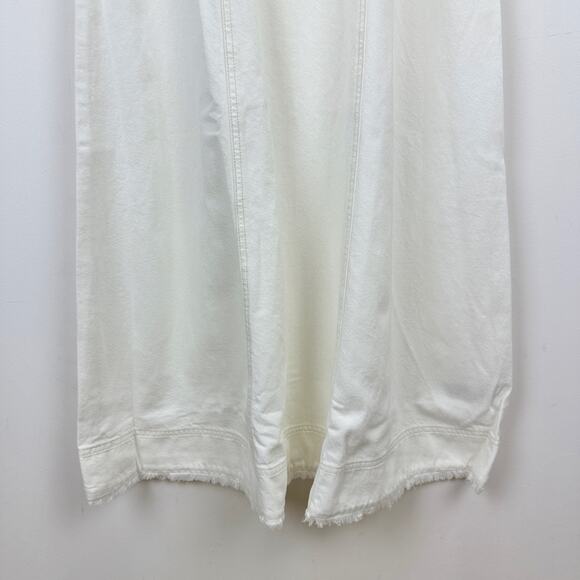 Madewell Denim Scoopneck Midi Dress Pure White Wash A Line Minimalist Medium NWT - Picture 14 of 15